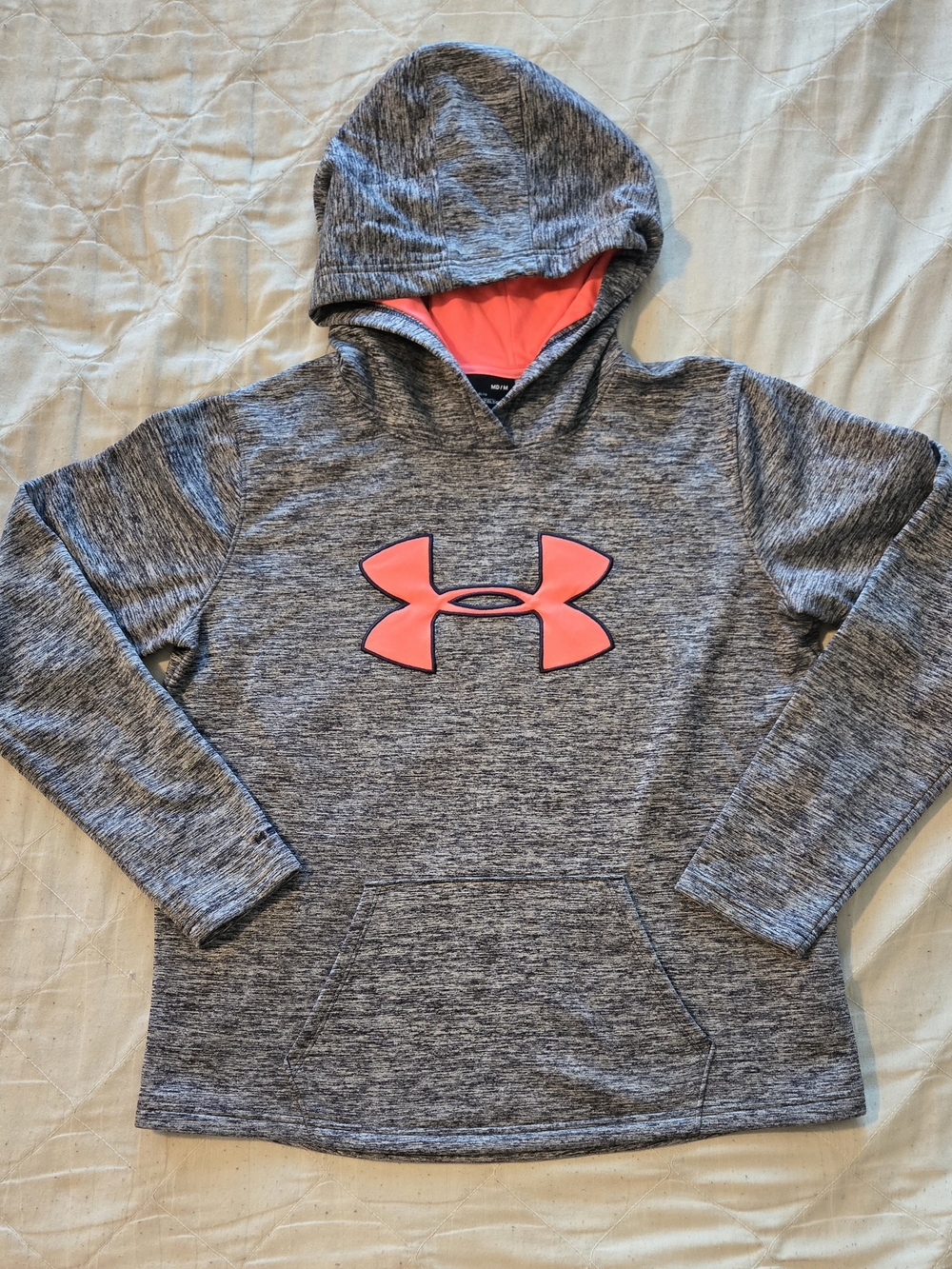 Under Armour Ladirs Gray Hoodie with Coral Logo
